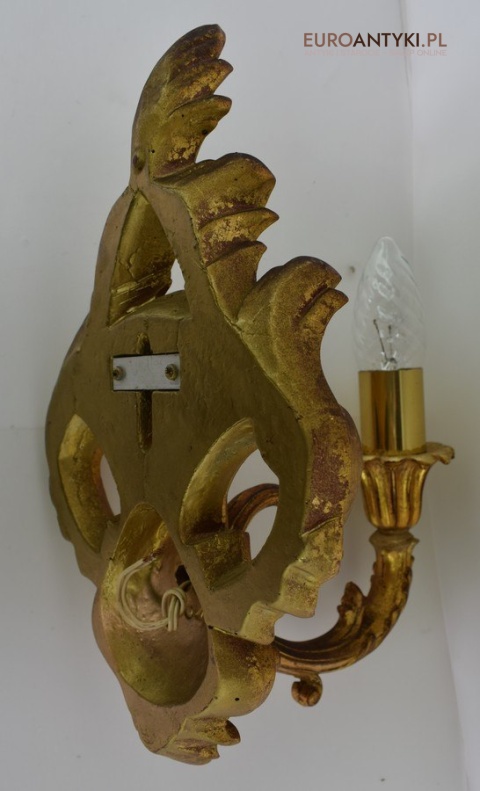 Barokowy kinkiet lampka rokoko kolor starego złota oświetlenie retro vintage
