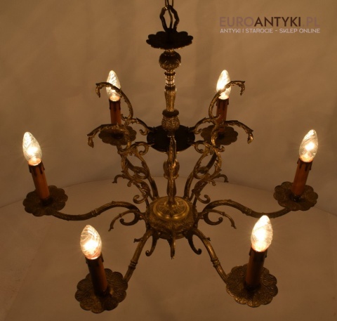 Delikatny żyrandol mosiężny z Włoch lampa książęca do zamku antyki