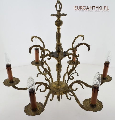 Delikatny żyrandol mosiężny z Włoch lampa książęca do zamku antyki