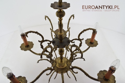 Delikatny żyrandol mosiężny z Włoch lampa książęca do zamku antyki