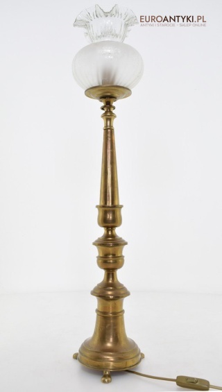 Lampa stołowa do pałacu zabytkowa ekskluzywna duża lampka antyczna z kloszem