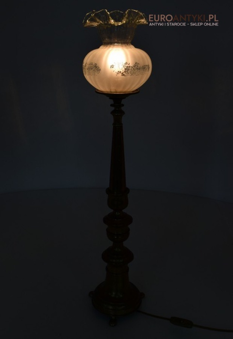 Lampa stołowa do pałacu zabytkowa ekskluzywna duża lampka antyczna z kloszem