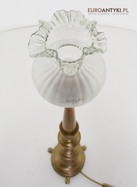 Lampa stołowa do pałacu zabytkowa ekskluzywna duża lampka antyczna z kloszem