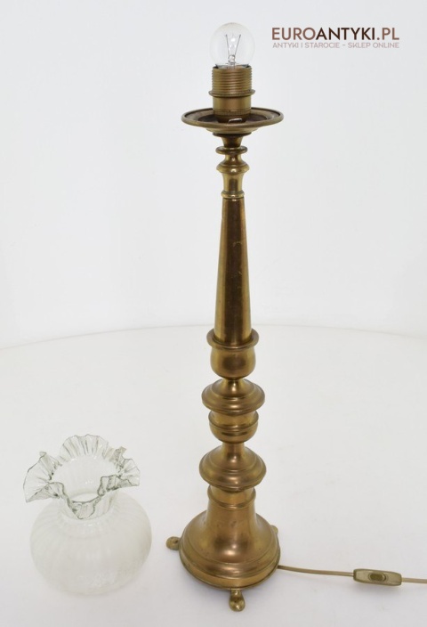 Lampa stołowa do pałacu zabytkowa ekskluzywna duża lampka antyczna z kloszem