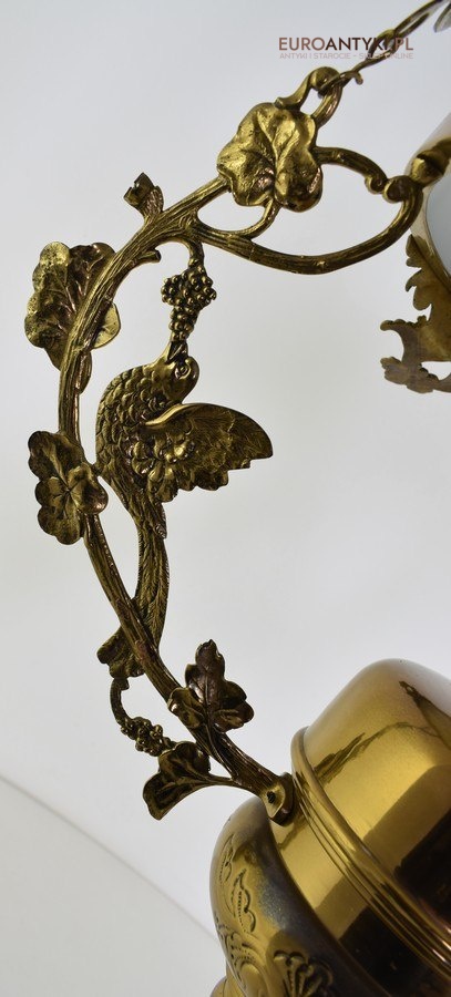 Muzealna lampa naftowa z 1883 roku sufitowa mosiężna prawdziwy antyk MARQUE DEPESEE L&B