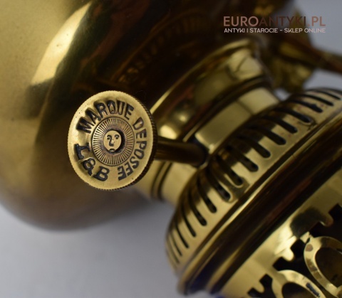 Muzealna lampa naftowa z 1883 roku sufitowa mosiężna prawdziwy antyk MARQUE DEPESEE L&B