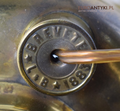 Muzealna lampa naftowa z 1883 roku sufitowa mosiężna prawdziwy antyk MARQUE DEPESEE L&B