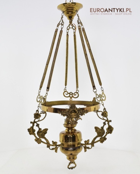 Muzealna lampa naftowa z 1883 roku sufitowa mosiężna prawdziwy antyk MARQUE DEPESEE L&B