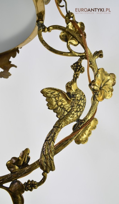 Muzealna lampa naftowa z 1883 roku sufitowa mosiężna prawdziwy antyk MARQUE DEPESEE L&B