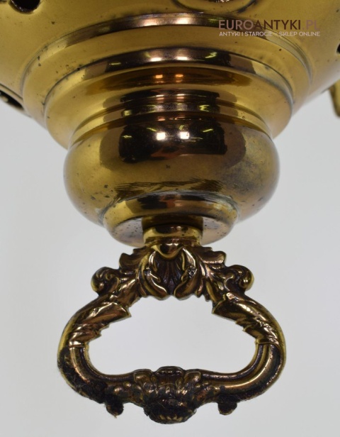 Muzealna lampa naftowa z 1883 roku sufitowa mosiężna prawdziwy antyk MARQUE DEPESEE L&B