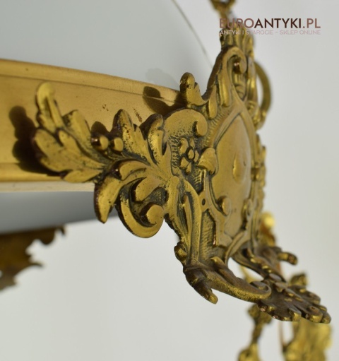 Muzealna lampa naftowa z 1883 roku sufitowa mosiężna prawdziwy antyk MARQUE DEPESEE L&B