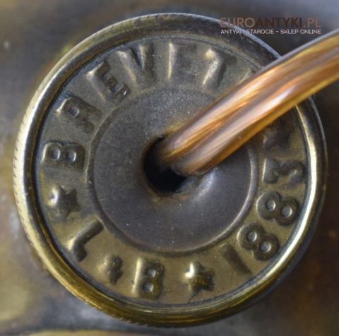 Muzealna lampa naftowa z 1883 roku sufitowa mosiężna prawdziwy antyk MARQUE DEPESEE L&B