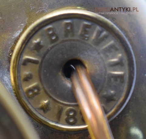 Muzealna lampa naftowa z 1883 roku sufitowa mosiężna prawdziwy antyk MARQUE DEPESEE L&B