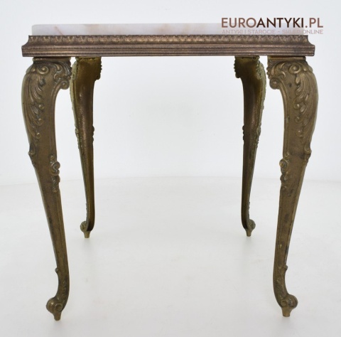 Onyksowy stoliczek ozdobny antyk nogi z masywnego mosiądzu