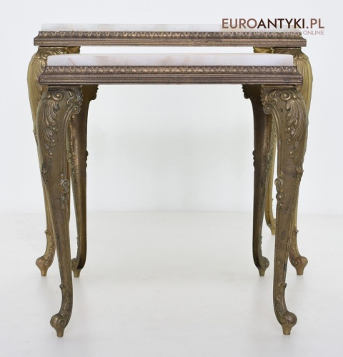 Onyksowy stoliczek ozdobny antyk nogi z masywnego mosiądzu