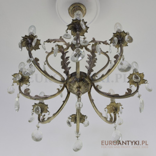 Srebrny kryształowy żyrandol do sypialni wytworny muzealny chandelier z kryształami