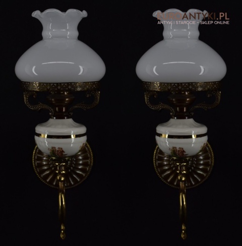 2 ekskluzywne kinkiety z kloszami lampy ścienne pałacowe dekoracyjne antyki