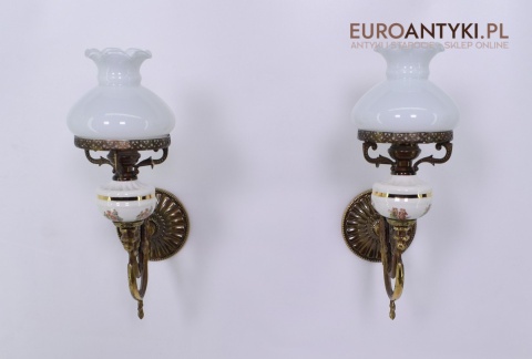 2 ekskluzywne kinkiety z kloszami lampy ścienne pałacowe dekoracyjne antyki