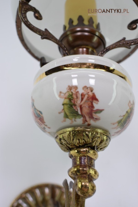 2 ekskluzywne kinkiety z kloszami lampy ścienne pałacowe dekoracyjne antyki