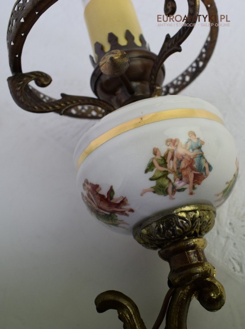 2 ekskluzywne kinkiety z kloszami lampy ścienne pałacowe dekoracyjne antyki