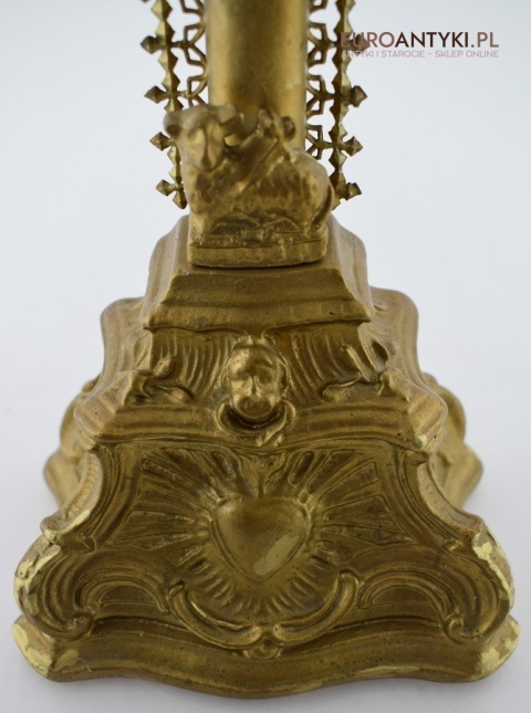 Cylindryczny Jezus Chrystus antyk z francuskiego kościoła INRI zabytkowy krucyfix