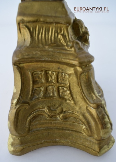 Cylindryczny Jezus Chrystus antyk z francuskiego kościoła INRI zabytkowy krucyfix