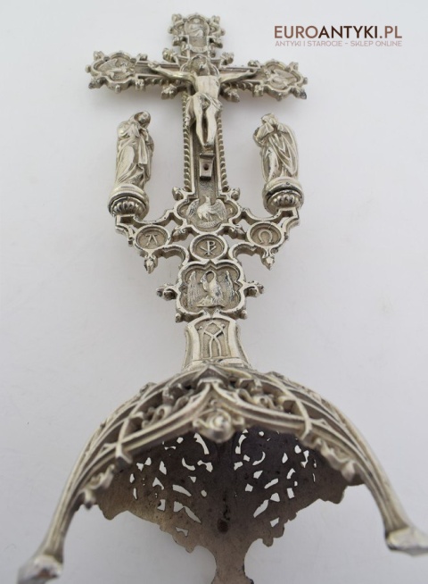 Jezus Chrystus pod szkłem krzyż kościelny na ołtarz do kapicy INRI zabytki katolickie