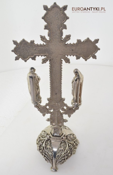 Jezus Chrystus pod szkłem krzyż kościelny na ołtarz do kapicy INRI zabytki katolickie