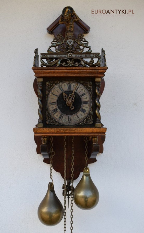 Stary zegar holenderski z atlasem HOLLENDER z szyszkami WUBA J A W