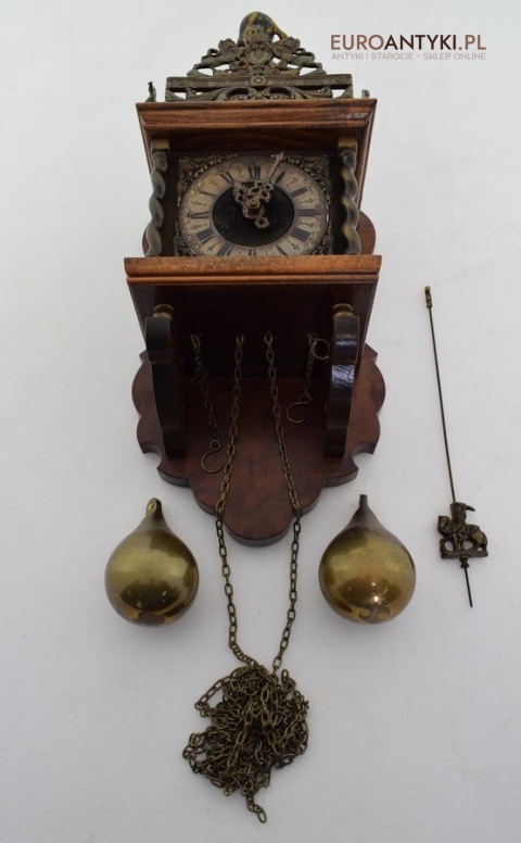 Stary zegar holenderski z atlasem HOLLENDER z szyszkami WUBA J A W