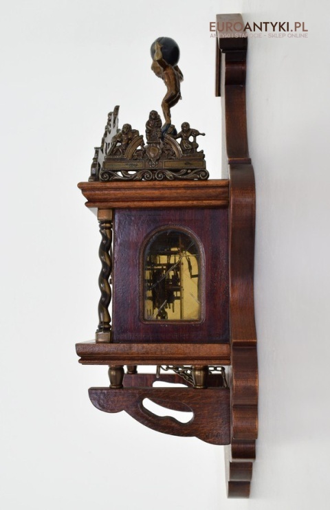 Stary zegar holenderski z atlasem HOLLENDER z szyszkami WUBA J A W