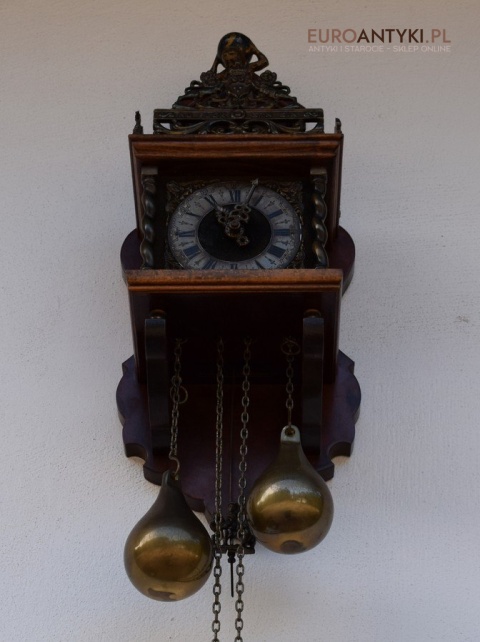 Stary zegar holenderski z atlasem HOLLENDER z szyszkami WUBA J A W