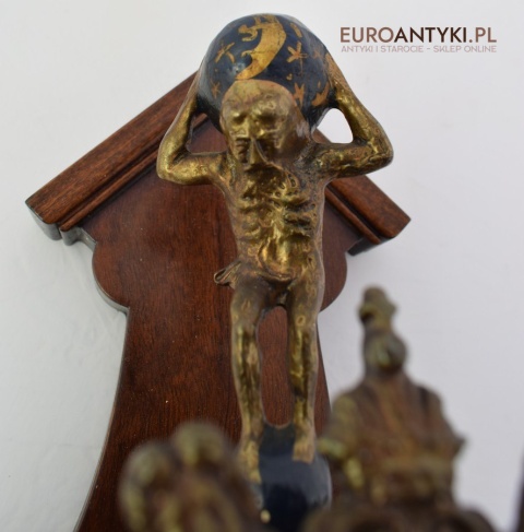 Stary zegar holenderski z atlasem HOLLENDER z szyszkami WUBA J A W