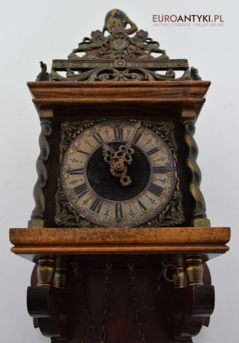 Stary zegar holenderski z atlasem HOLLENDER z szyszkami WUBA J A W