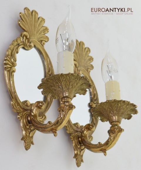 mosiężne lampy ścienne z lusterkiem