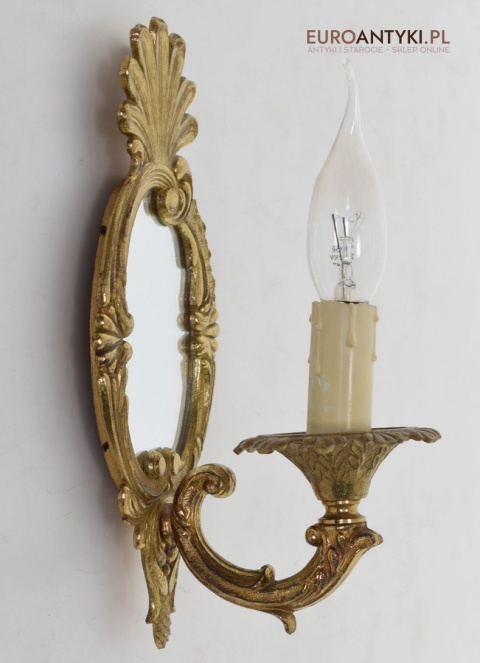 2 zabytkowe kinkiety z lat 1940 mosiężne lampki ścienne z lusterkami antyczne oświetlenie