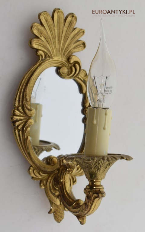 2 zabytkowe kinkiety z lat 1940 mosiężne lampki ścienne z lusterkami antyczne oświetlenie