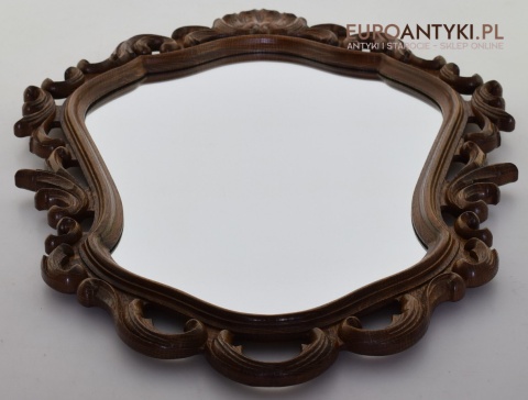 Antyczne lustro dębowe unikatowe lusterko w dębowych ramach antyk ekskluzywny