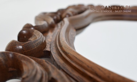 Antyczne lustro dębowe unikatowe lusterko w dębowych ramach antyk ekskluzywny