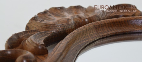 Antyczne lustro dębowe unikatowe lusterko w dębowych ramach antyk ekskluzywny