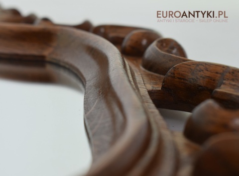 Antyczne lustro dębowe unikatowe lusterko w dębowych ramach antyk ekskluzywny