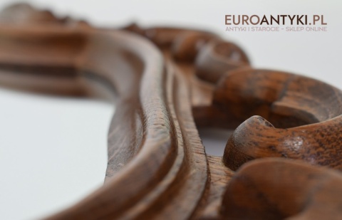 Antyczne lustro dębowe unikatowe lusterko w dębowych ramach antyk ekskluzywny