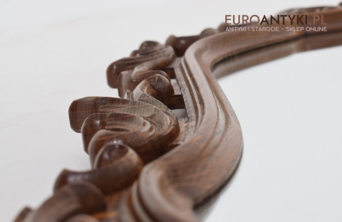 Antyczne lustro dębowe unikatowe lusterko w dębowych ramach antyk ekskluzywny