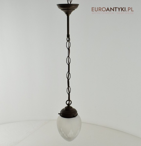 Zabytkowa lampa sufitowa zwis sufitowy antyk szlifowany klosz zabytkowy antyczne oświetlenie