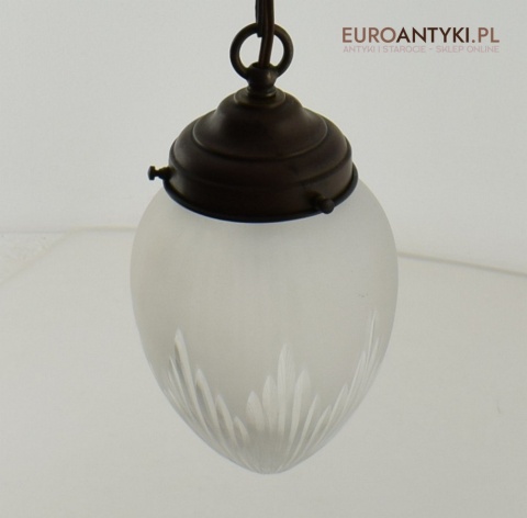 Zabytkowa lampa sufitowa zwis sufitowy antyk szlifowany klosz zabytkowy antyczne oświetlenie