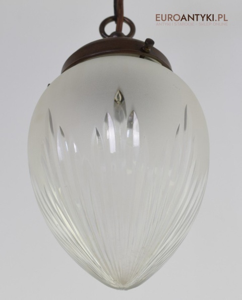 Zabytkowa lampa sufitowa zwis sufitowy antyk szlifowany klosz zabytkowy antyczne oświetlenie