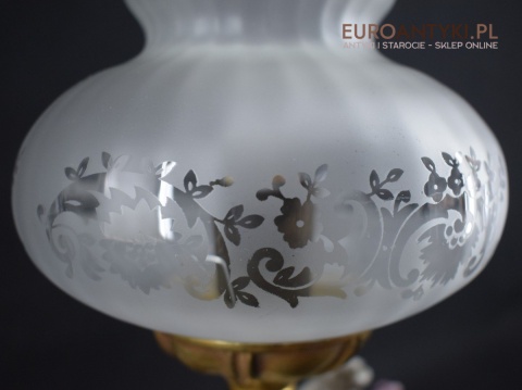 Pałacowa lampka na stolik porcelanowa lampa koncert dworski antyk