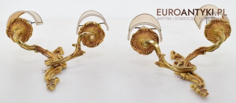 2 rokokowe kinkiety pałacowe lampki ścienne pozłacane antyki vintage retro do stylowych wnętrz
