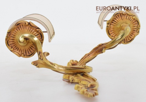 2 rokokowe kinkiety pałacowe lampki ścienne pozłacane antyki vintage retro do stylowych wnętrz