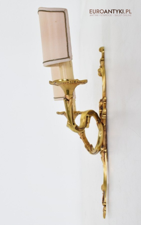 2 rokokowe kinkiety pałacowe lampki ścienne pozłacane antyki vintage retro do stylowych wnętrz